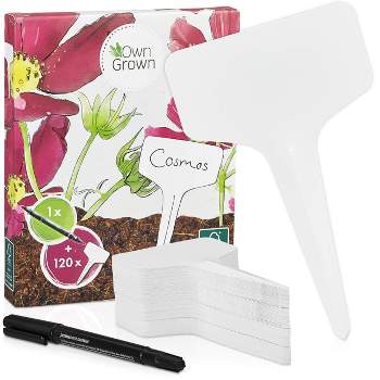 OwnGrownPlastic Plant Name Tags and Weatherproof Marker Pen – 120 Pieces