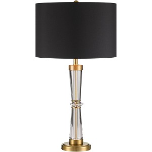 Vienna Full Spectrum Rhoda 26" High Traditional Table Lamp Clear Brass Finish Crystal Metal Single Black Shade Living Room Bedroom Bedside Nightstand - 1 of 4
