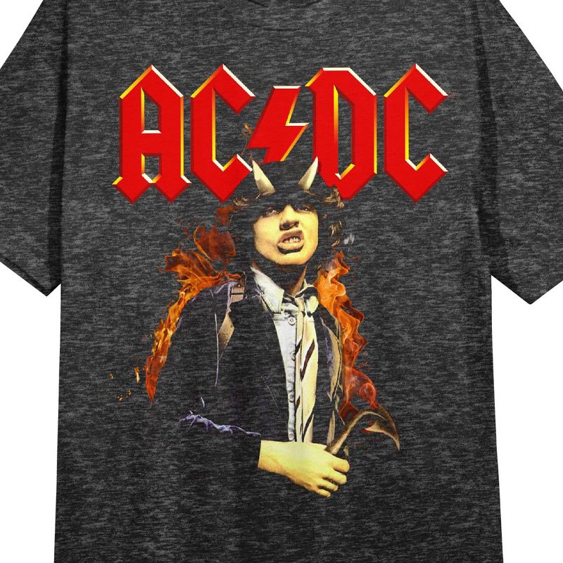 ACDC Band Member With Devil Horns Crew Neck Short Sleeve Black Heather Women's Night Shirt, 2 of 3