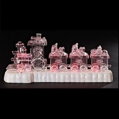 Roman 11.5" Clear and Red Pre-Lit Musical Battery Operated Train Christmas Table Top Decoration