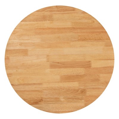 Oak Brown Wood and Rattan 5-Piece Dining Set with Round Table