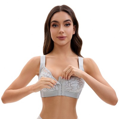 INSPIRE CHIC Women's Lace Front Closure Full Coverage Minimizers Wirefree Wide Straps Soft Bras