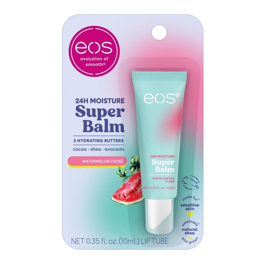 Photos - Lipstick & Lip Gloss E.O.S. eos 24hrs Moisture Super Balm - Watermelon Frosé - 0.35 fl oz 