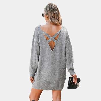 Women's V Neck Split Trim Oversized Sweater - Cupshe -light Brown : Target