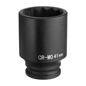 Unique Bargains Cr-Mo Steel Metric Spindle Axle Nut 1/2" Drive 6-Point Deep Impact Sockets - 1 of 4