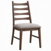 Royal Hampton Dining Side Chair Set of 2, Slatted Back, Gray Linen Seat, Brown - 2 of 4