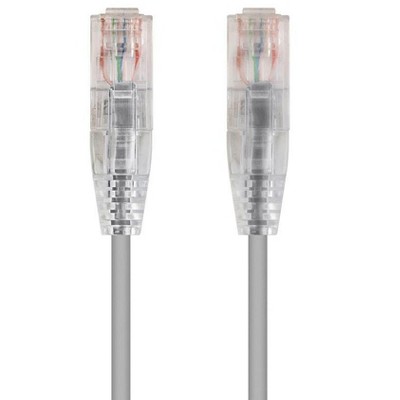 Monoprice Cat6 Ethernet Patch Cable - 3 feet - Gray | Snagless RJ45 Stranded 550MHz UTP CMR Riser Rated Pure Bare Copper Wire 28AWG - SlimRun Series