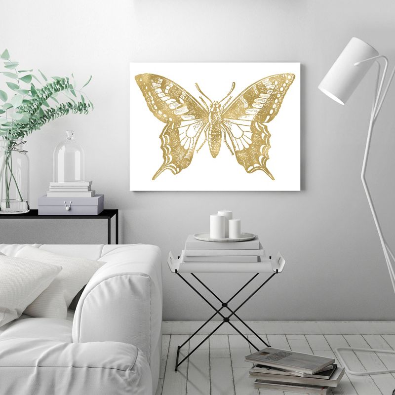 Americanflat Minimalist Animal Butterfly 2 Gold On White By Amy Brinkman Wrapped Canvas, 3 of 7