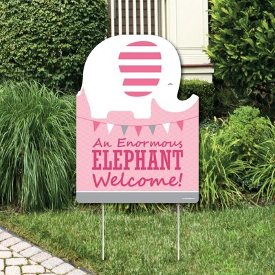 Big Dot of Happiness Pink Elephant - Party Decorations - Girl Baby Shower or Birthday Party Welcome Yard Sign