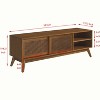 VYNXARIA 59 Inch Mid Century Modern Rattan TV Stand for 65 Inch TV, Entertainment Cabinet, Solid Wood Feet & Rattan Cabinet Doors,Light Wood - 4 of 4
