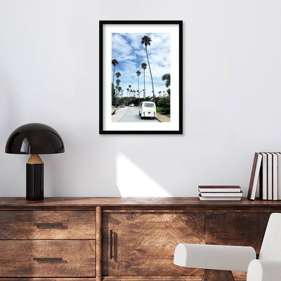 Vintage Nature Vista Framed Wall Art Print in Black Frame