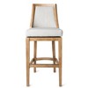 HomeRoots 31" Beige and Natural Fabric and Solid Wood Bar Height Swivel Bar Chair - 4 of 4