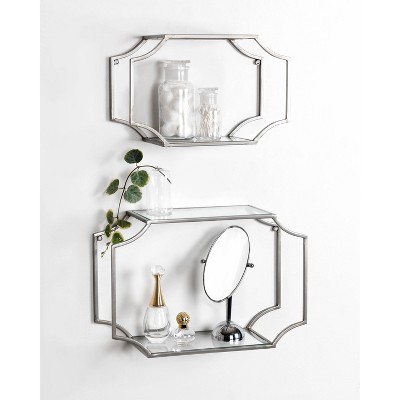 Ciel Silver Glass and Metal Wall Shelf Set