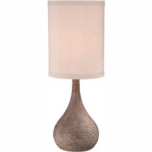 360 Lighting Chalane Rustic Table Lamp 31 1/4" Tall Antique Bronze Hammered Gourd Natural Linen Cylinder Shade for Bedroom Living Room Bedside Office - 1 of 4