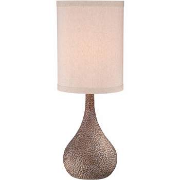 360 Lighting Chalane Rustic Table Lamp 31 1/4" Tall Antique Bronze Hammered Gourd Natural Linen Cylinder Shade for Bedroom Living Room Bedside Office