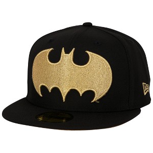 Adult Batman Gold Logo Black Colorway New Era 59Fifty Fitted Hat - 1 of 4