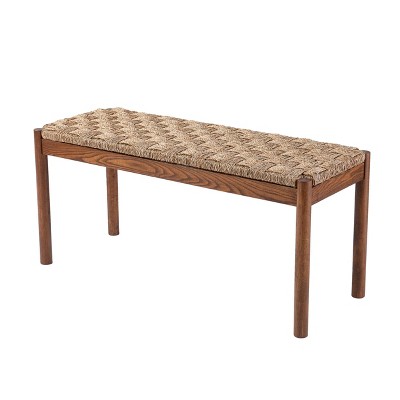 Dunhor Coastal 39.25" Natural Seagrass Bench Brown - Aiden Lane