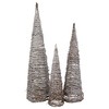 Northlight LED Lighted Snowy Rattan Christmas Cone Tree Decorations - 3.25' - Set of 3 - 4 of 4