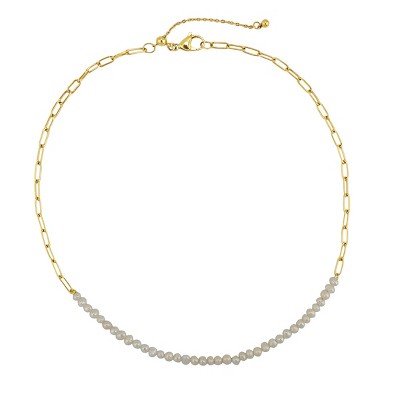 Slate by Rebl  Beads & Paperclip Chain Necklace  18k Gold Plated Stainless Steel