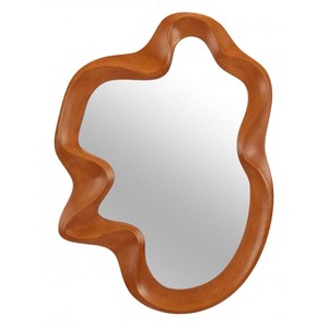 Zuo Modern Foz Mirror Brown – 34.8" Height Solid Wood Frame with Organic Shape - 1 of 4