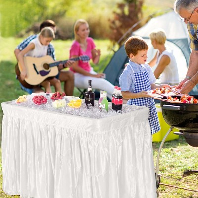 White Polyethylene and Iron 4-Foot Folding Ice Cooler Table