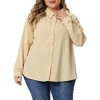 Agnes Orinda Women's Plus Size V Neck Long Sleeve Classic Fit Business Office Button Down Shirts - 2 of 4
