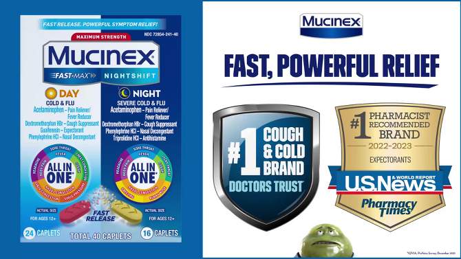 Mucinex Max Strength Cold &#38; Flu Medicine - Day &#38; Night - Tablets - 40ct, 6 of 7, play video