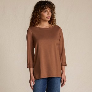Lands' End Women's Supima Cotton Adjustable 3/4 Sleeve Boatneck Tunic - 1 of 4