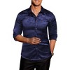 COOFANDY Men's Silk Satin Jacquard Long Sleeve Floral Button Up Shirts - 4 of 4