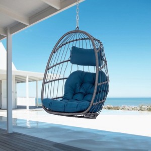 Hanging Egg Chair Without Stand - Foldable Indoor Outdoor Wicker Rattan Swing Egg Chair with Hanging Chain Hammock Chair (Copy) - 1 of 4