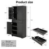 PAGED Farmhouse Kitchen Pantry Cabinet with Slide-Out Drawers & 6 Door Shelves, Freestanding Cupboard Storage Cabinet, Fluted Sideboard Buffet Cabinet - 3 of 4