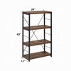 Industrial Style 1pc Bookshelf Black Metal Frame Wooden Weathered Oak Finish Home Office Furniture - 4 of 4