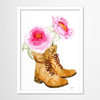 Americanflat Botanical Wall Art Room Decor - Boots And Flowers by Kelsey McNatt