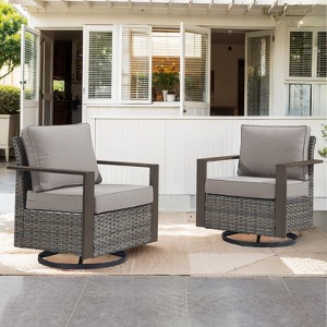 Buenhomino Patio Chairs Set of 2, Outdoor Swivel Rocker Patio Chairs, Metal Patio Furniture with Deep Seating and Wide Arm for Deck, Porch, Yard - 1 of 4