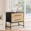 Nightstand w/ Drawers Light Wood Bedside Table, Wide Side Table w/ Metal Legs, Modern Night Stand Bed Side Tables for Bedroom Living Room - 4 of 4