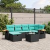 vidaXL 7 Piece Patio Sofa Set with Cushions Black Poly Rattan - 2 of 4