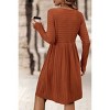 Coolmee Women Casual Crewneck Stripe Long Sleeve Slim Fit A Line Mini Dress - 3 of 4