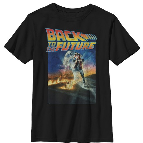 Boy's Back to the Future Retro Marty McFly Poster T-Shirt - Black - Medium