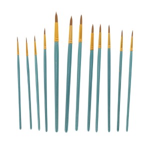 Unique Bargains 12 Pointed Tips Applicable Paint Type Oil Paint Brush Style Round Tip Bristles Nylon Wood 12 Pcs - 1 of 3
