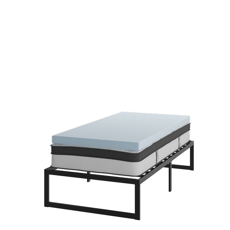 Emma and Oliver Complete Bed Set: Metal Platform Frame; Hybrid Pocket Spring Mattress in a Box and Cool Gel Memory Foam Topper, 1 of 15