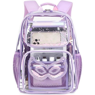 Heavy Duty Clear Backpack, TPU Stadium Bookbag for Sports Events & Travel, Large Capacity Grey See-Through Bag