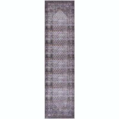 Mark & Day Hayri 2'7"x10' Runner Washable Woven Indoor Area Rugs Medium Gray: Stain-Resistant, Traditional Medallion Pattern