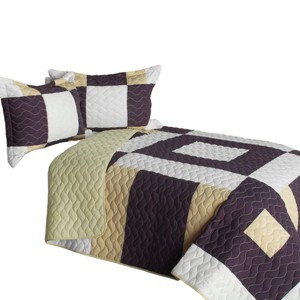 Slickblue Full/Queen Quilt Set, Vermicelli Quilted Patchwork, Reversible, Full/Queen, Multiple Color & Designs, 3pc - 1 of 4