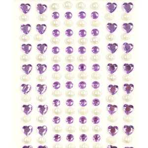 Wrapables 164 pieces Crystal Heart and Pearl Stickers Adhesive Rhinestones - 1 of 4