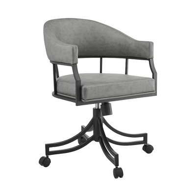 Armen Living,Tibet Swivel Rolling Dining Chair with Matte Black Iron