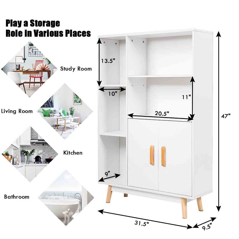 Costway Floor Storage Cabinet Free Standing Wooden Display Bookcase Side Decor Furniture, 2 of 10