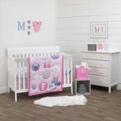 Disney Minnie Mouse Pretty in Pink 3 Piece Nursery Crib Bedding Set