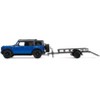 2021 Ford Bronco Black Diamond Velocity Blue Met. with Black Top w/Trailer and Motorcycle 1/64 Diecast Model Cars by Greenlight - 2 of 4