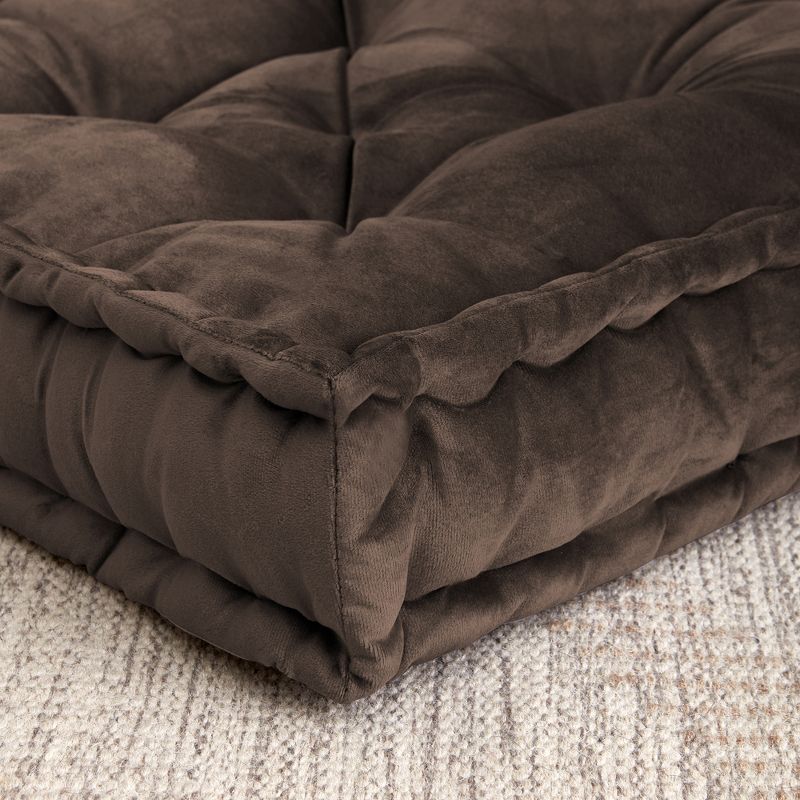 20"x20" Oversized Square Tufted Floor Pillow in Faux Velvet Fabric by Sweet Home Collection™, 2 of 5