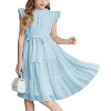 Arshiner Tween Girls Summer Dress Formal Ruffle Sleeve A Line Casual Elegant Dresses with Belt - 2 of 4